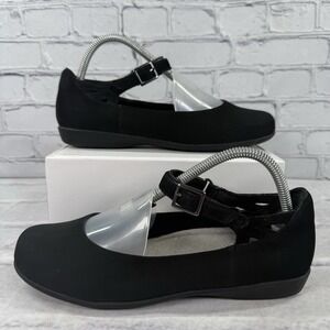 Earth Womens Alder Alma Size 8.5 M Black Nubuck Ankle Strap Ballet‎ Flats Shoes
